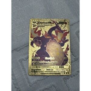 Pokemon Charizard VMAX Gold Metal Card SV107/SV122 Shining Fates Textured Custom